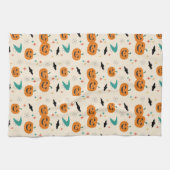 ハロウィンミッドセンチュリーカボチャのパターン キッチンタオル (横)