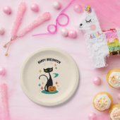 ハロウィンミッドセンチュリーブラックキャット ペーパープレート (パーティー)