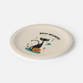 ハロウィンミッドセンチュリーブラックキャット ペーパープレート (アングル)