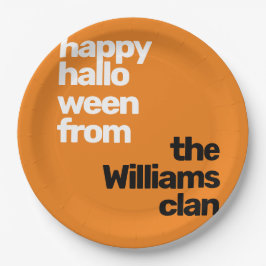 ハロウィンミニマルシンプルパーティーモダンオレンジ ペーパープレート