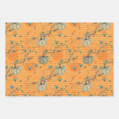 ハロウィンムードパープルオレンジとターコイズ ラッピングペーパーシート (正面2)