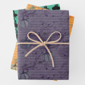 ハロウィンムードパープルオレンジとターコイズ ラッピングペーパーシート (インサイチュ)