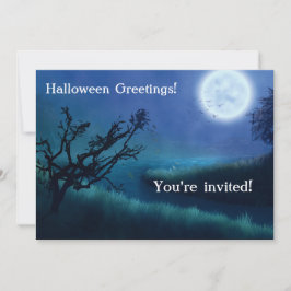 ハロウィンムーンアットナイトとブルー&グリーンの色合い カード