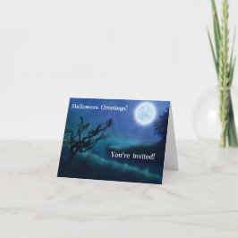 ハロウィンムーンアットナイトとブルー&グリーンの色合い ノートカード