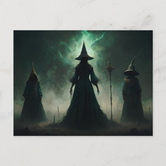 ハロウィンムーンゴシック様式の魔女 ポストカード (正面)