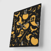 ハロウィンムーンライ幽霊のよく出るトハウススクエアウォールクロック スクエア壁時計 (傾斜)