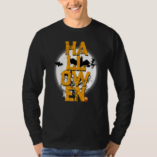 ハロウィンムーン飛んでいるウィッチ幽霊パンプキ不気味ンT Tシャツ
