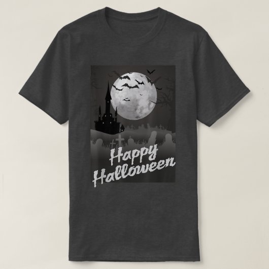 ハロウィンムーン&城in the Night Tシャツ (デザイン正面)