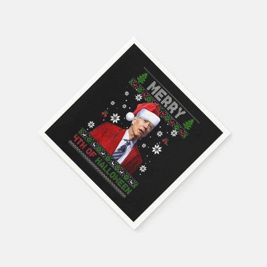 ハロウィンメリーバイデン氏のおもしろい4番目の醜いクリスマス スタンダードカクテルナプキン (角)