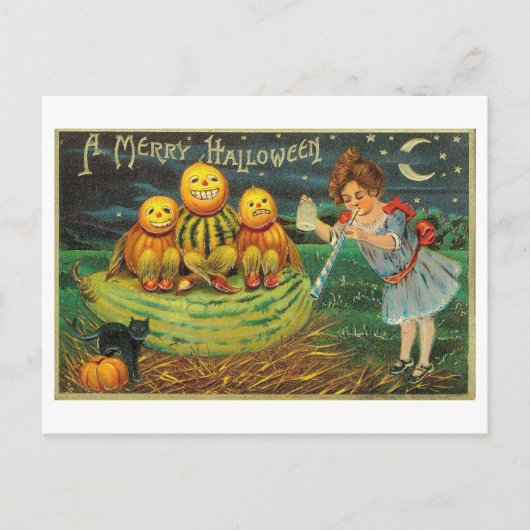 ハロウィンメリーヴィンテージはがき ポストカード (正面)