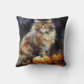 ハロウィンメーヌクーンキャットカボチャ怖い クッション (裏面)