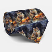 ハロウィンメーヌクーンキャットカボチャ怖い ネクタイ (ロール)