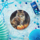 ハロウィンメーヌクーンキャットカボチャ怖い ペーパープレート (パーティー)