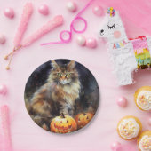 ハロウィンメーヌクーンキャットカボチャ怖い ペーパープレート (パーティー)