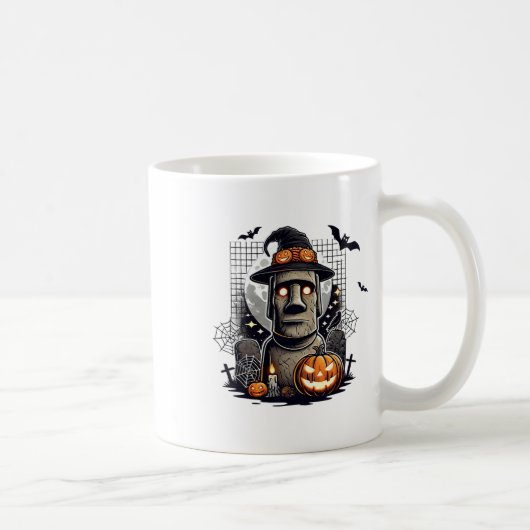 ハロウィンモアイ像古代文化 コーヒーマグカップ (右)