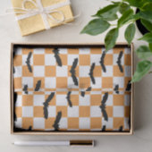 ハロウィンモダンこうもり不気味オレンジ色チェッカーボード 薄葉紙 (ギフト)