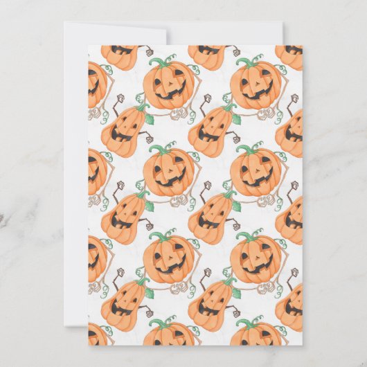 ハロウィンモダンのオレンジ色のカボチャパーティー 招待状 (裏面)