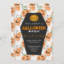 ハロウィンモダンのオレンジ色のカボチャパーティー 招待状