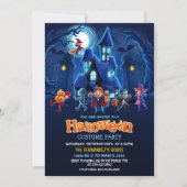 ハロウィンモダンの衣装パーティー誕生日 招待状 (正面)