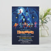 ハロウィンモダンの衣装パーティー誕生日 招待状 (スタンド正面)