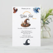 ハロウィンモダンウィッチハットパーティの招待状 招待状 (スタンド正面)