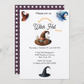 ハロウィンモダンウィッチハットパーティの招待状 招待状 (正面/裏面)