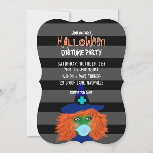 ハロウィンモダンウィッチ大人の衣装パーティー 招待状 (正面)