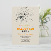 ハロウィンモダンシンプルの不気味なクモのパーティー 招待状 (スタンド正面)