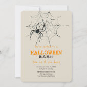 ハロウィンモダンシンプルの不気味なクモのパーティー 招待状 (正面)