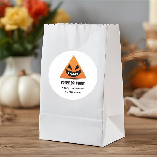 ハロウィンモダンステッカー – 三角形カボチャ顔 ラウンドシール