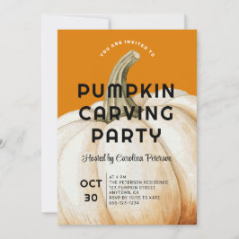 ハロウィンモダンパンプキンカービングファミリーパーティー 招待状