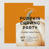 ハロウィンモダンパンプキンカービングファミリーパーティー 招待状 (正面/裏面)