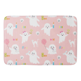 ハロウィンモダンピンク幽霊 バスマット