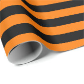 ハロウィンモダンブラックオレンジ誕生日カスタム文字 ラッピングペーパー (ロールコーナー)