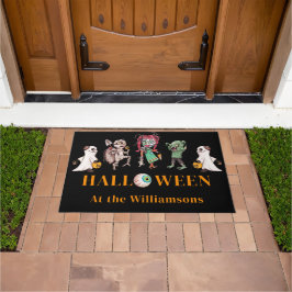 ハロウィンモダンブラックスプキー ドアマット