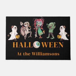 ハロウィンモダンブラックスプキー ドアマット