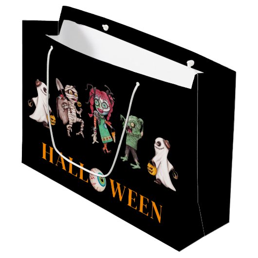 ハロウィンモダンブラック抱き枕 ラージペーパーバッグ (正面アングル)
