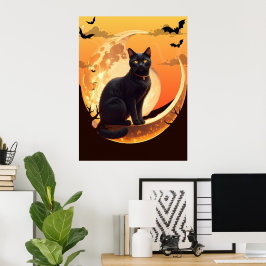 ハロウィンモダン猫 ポスター