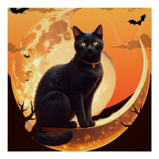 ハロウィンモダン猫 ポスター (正面)