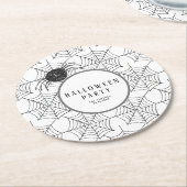 ハロウィンモダン食器白黒スパイダーウェブ ラウンドペーパーコースター (アングル)