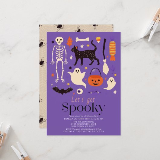 ハロウィンモチーフでゾクゾクするハロウィンパーティー 招待状 (正面/裏面インサイチュ)