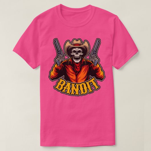 ハロウィンモチーフの死んだカウボーイとスカル Tシャツ (デザイン正面)