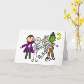 ハロウィンモンスターのTシャツおよびギフト カード (黄色い花)