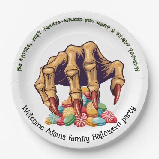 ハロウィンモンスターハンドキャンディープロテクター ペーパープレート (正面)