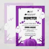 ハロウィンモンスターベビーシャワーデザイン 招待状 (正面/裏面)