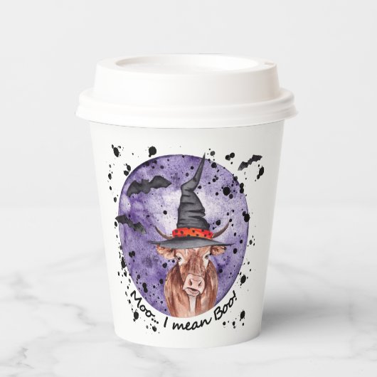 ハロウィンモー牛の意味ブーおもしろい 紙コップ (正面)