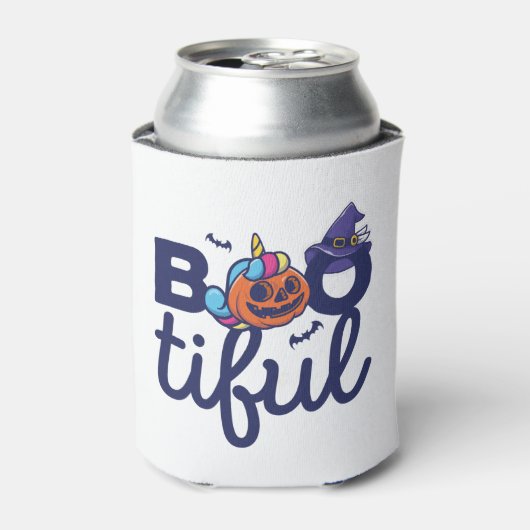 ハロウィンユニコーンおもしろいカボチャランタン 缶クーラー (缶正面)