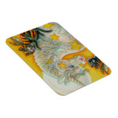 ハロウィンユニコーンで燃える黒猫カラフル マグネット (右側)