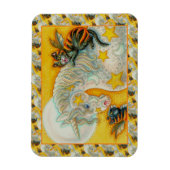 ハロウィンユニコーンで燃える黒猫カラフル マグネット (縦)