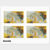 ハロウィンユニコーンで燃える黒猫カラフル 長方形シール (シート)